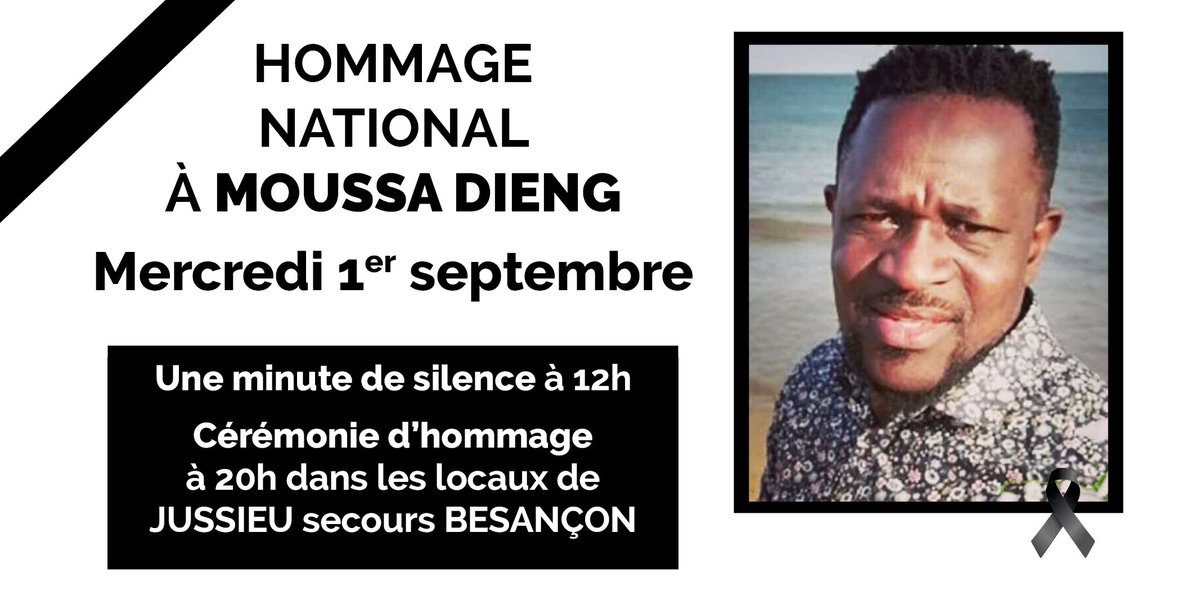 JUSSIEU_secours's tweet photo. Les centres ambulanciers JUSSIEU secours rendent un #hommage national à Moussa et appellent l’ensemble de la profession à se joindre à eux. https://t.co/p16FQOZ1X4