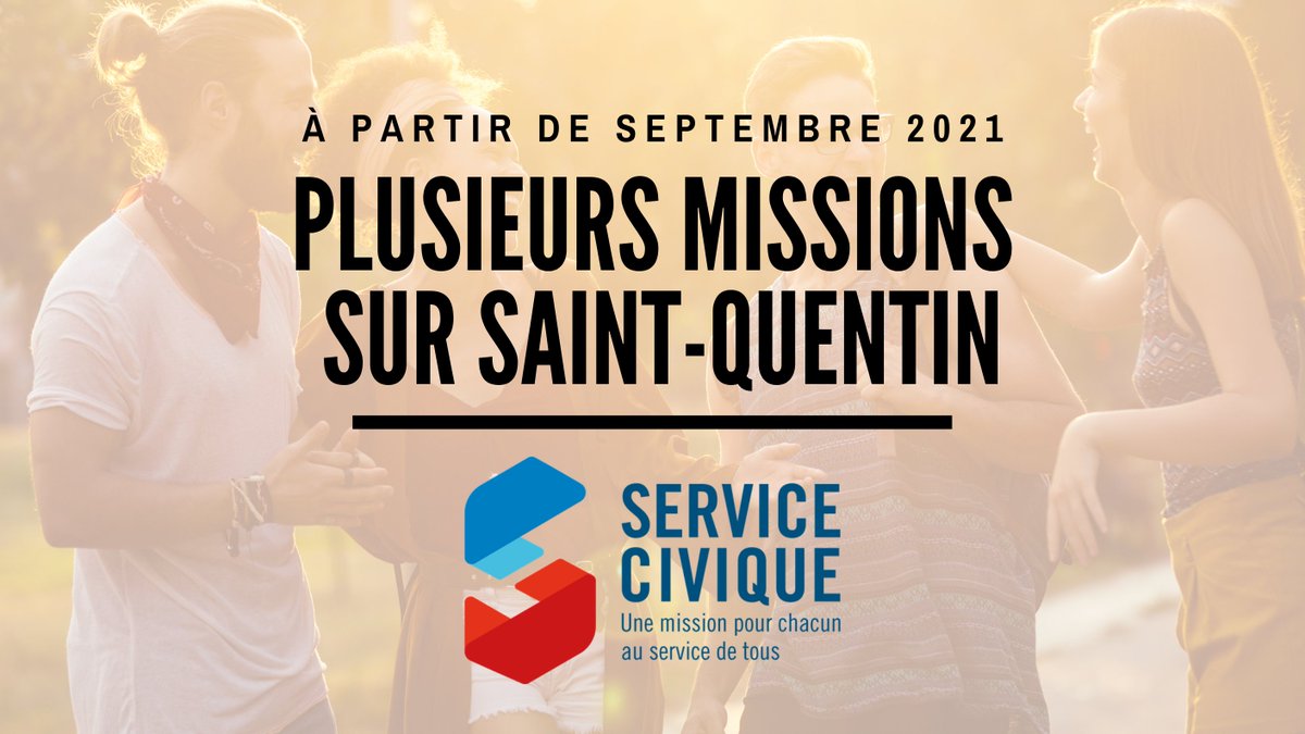 #servicecivique | Plusieurs missions sont disponibles dans la ville de Saint-Quentin à partir de septembre ➡️ bit.ly/2YgnBEF

<a href="/a_saint_quentin/">Saint-Quentin</a> <a href="/AggloStQuentin/">Agglo du Saint-Quentinois</a>