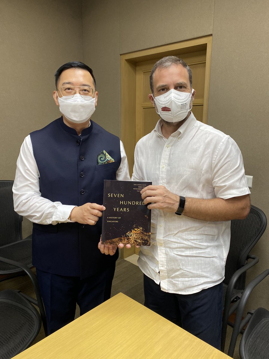 SGinIndia's tweet photo. Had a wide-ranging discussion earlier today with  @INCIndia’s Shri @RahulGandhi, who has visited 🇸🇬 on numerous occasions &amp; knows us well. Thanks for your time &amp; warm hospitality (on a very wet morning in Delhi)! - HC Wong https://t.co/SSBojB0Mxw