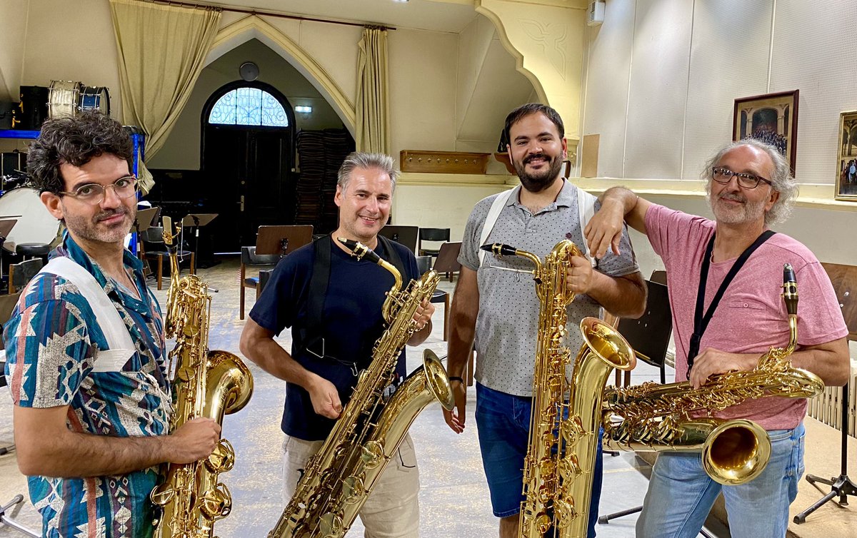 sigma_project's tweet photo. First rehearsal of #CHAMAN by our dear friend #ThierryAlla for baritone #saxophonequartet Premiere on 3 October in #Madrid @centrocentro Cibeles.
COMA 2021 #Festival https://t.co/CKFfLgA3QY