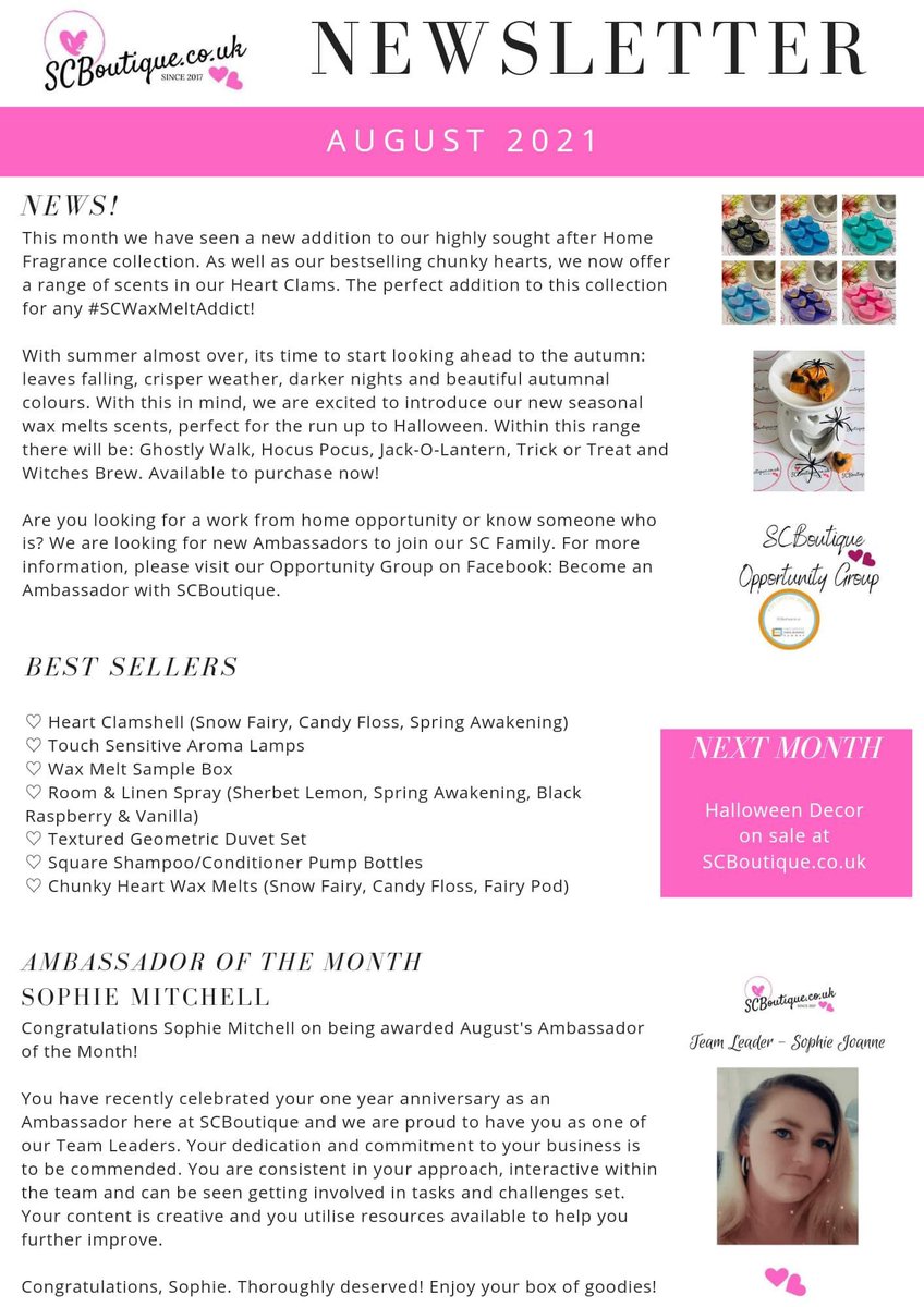 SCBoutique_uk's tweet photo. SC’s Monthly Newsletter- August 2021
What a month 🔥🔥🔥
#august #newsletter #whatamonth #fantastic #smashingit #scboutiqueukofficial #scboutiqueuk 💕 https://t.co/TjunpvDDId