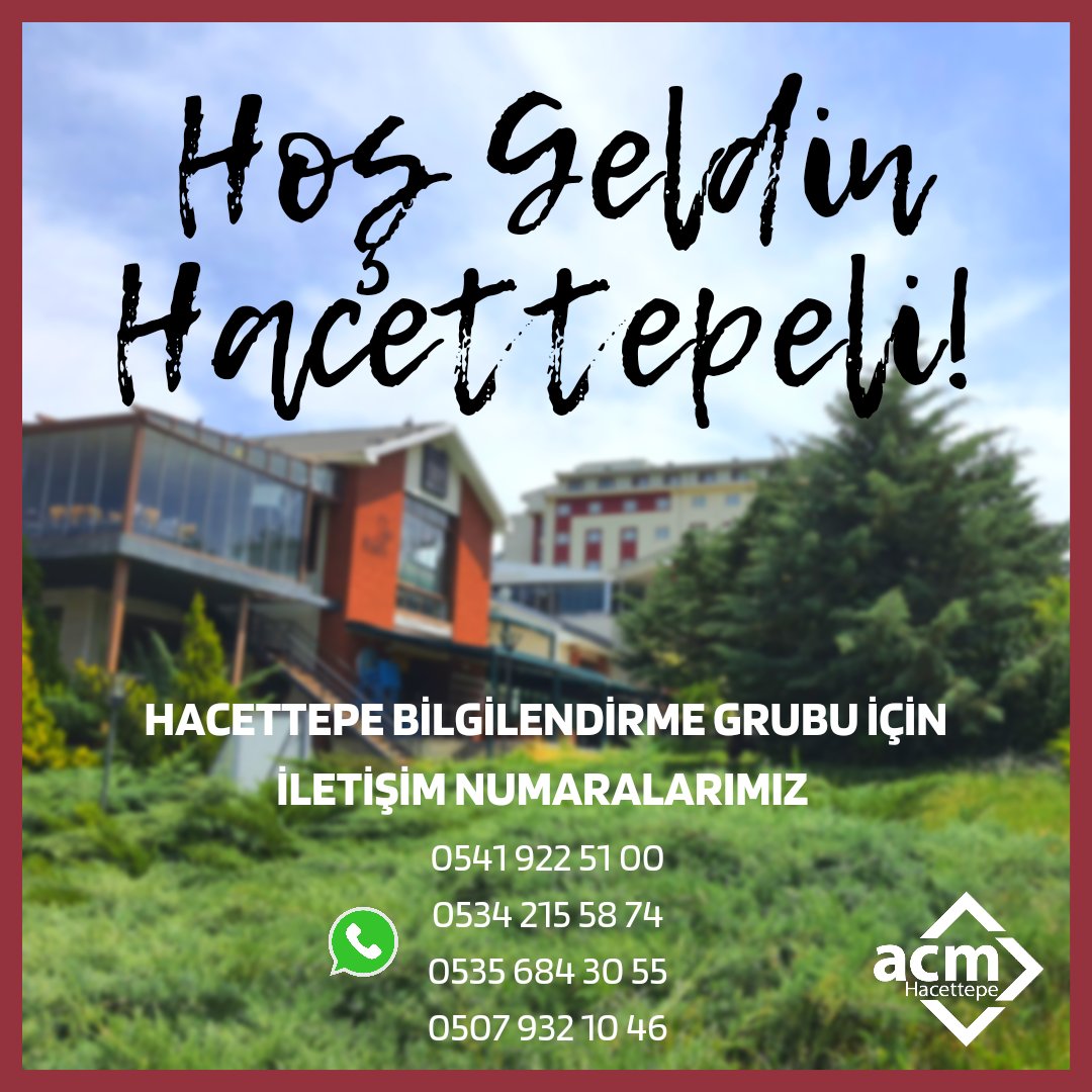 Aramıza hoş geldin Hacettepeli! Hacettepe Üniversitesi bilgilendirme grubumuza katılmak için posttaki numaralarla iletişime geçebilirsin!

#hacettepe #university #hacettepeüniversitesi #tercih #yks #kampüs #ankara #üniversiteli #hacettepetıpfakültesi #hacettepeliyiz