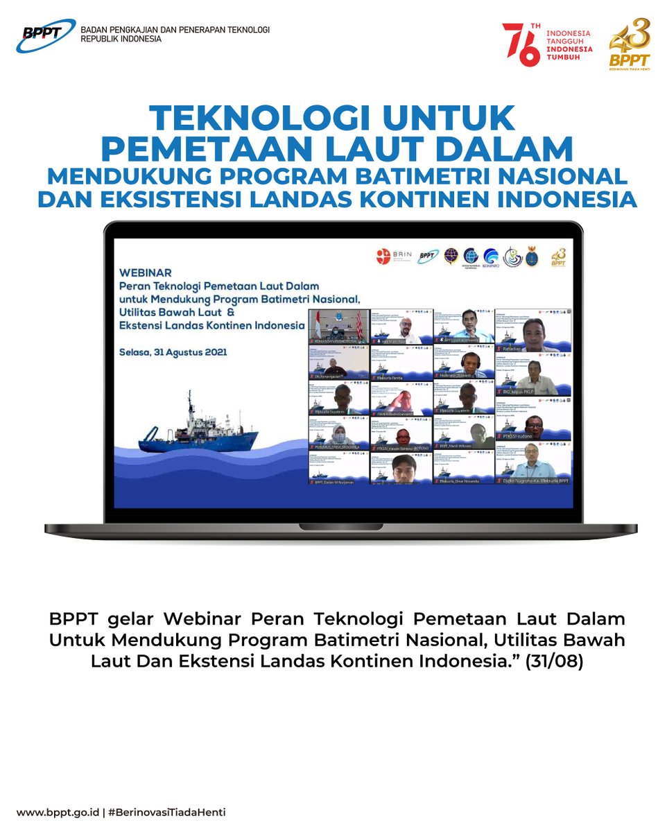 BPPT_RI's tweet image. Teknopren! Untuk menjawab kelangkaan data kedalaman laut (batimetri) di Indonesia, dilakukan program Batimetri Nasional (BATNAS) yang dilakukan beberapa lembaga pemerintah. Apa saja peran dari pemetaan teknologi laut dalam? Simak utas ini ya!

#BPPTSolidSmartSpeed