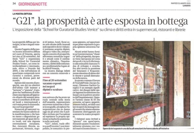 CuratorialStudy's tweet image. G21 is the new project by the School for Curatorial Studies Venice, see the article on la Nuova Venezia. 60 artists in 32 locations invitated to answer the question:WHAT THE F%$K IS PROSPERITY