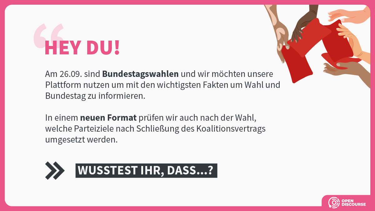Fühlt Ihr euch gut informiert für diese Wahlen? 
Die nächsten Wochen werden wir euch passend zum Thema ein neues Format vorstellen. 
#Bundestagswahl2021
