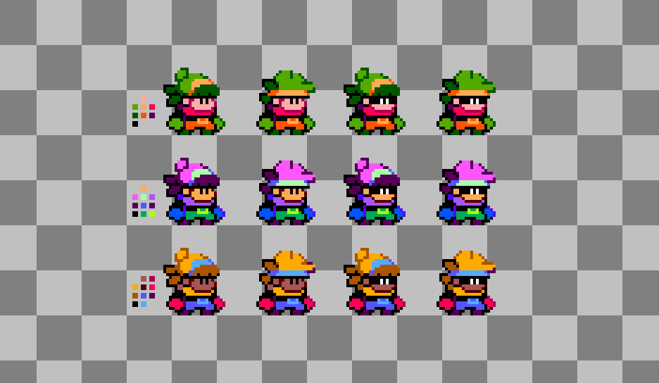 Messing around with some alternative sprites from <a href="/DragonDePlatino/">tumblr 👉 @dragondeplatino</a>'s game - go check their profile out!

#pixelart #gamedev #ドット絵