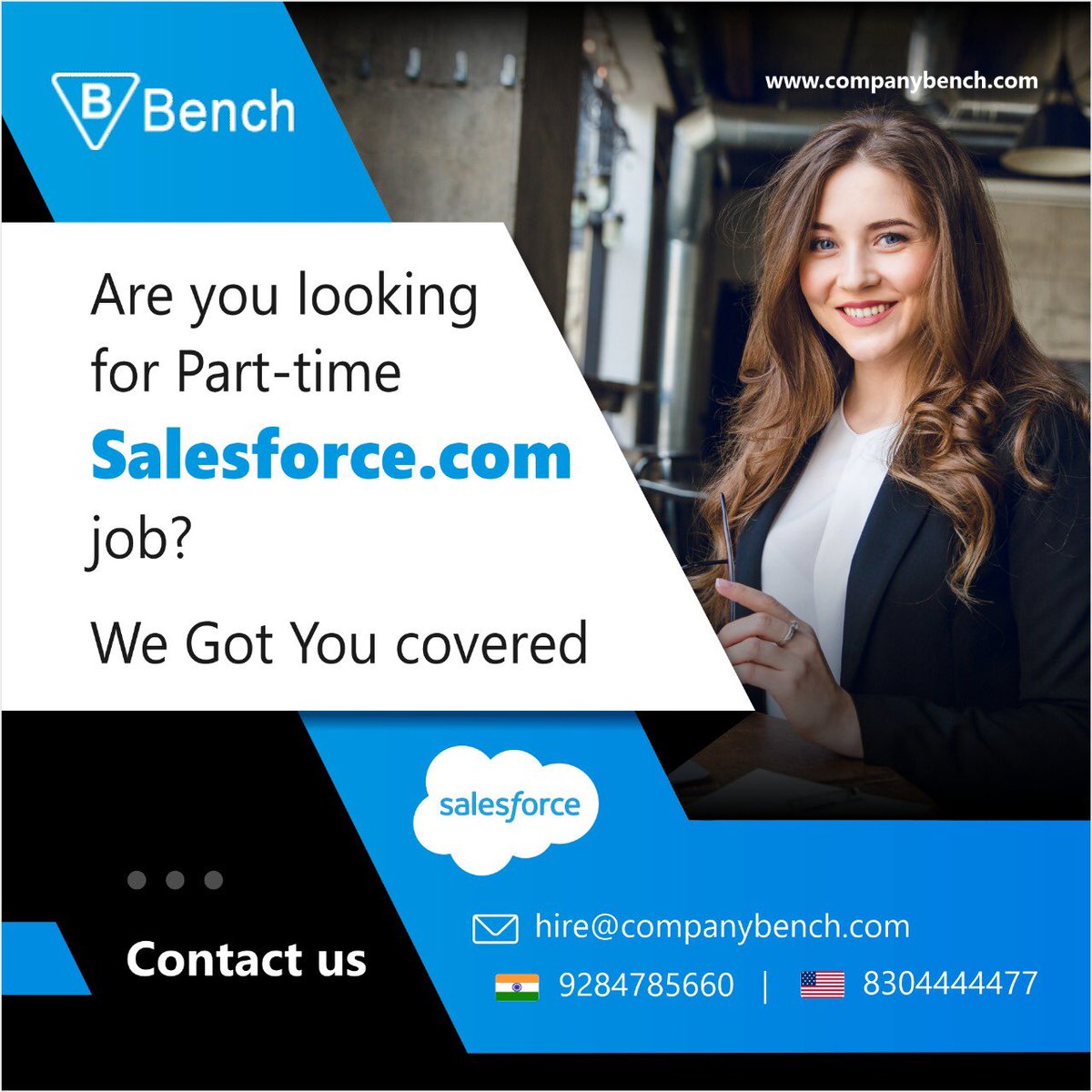 company_bench's tweet image. Are you looking for a Part-time Salesforce job? 

We got you covered.

Contact us: bit.ly/3AHTnbn 

#salesforcedevelopers #Hiresalesforcedevelopers
#companybench #benchresources