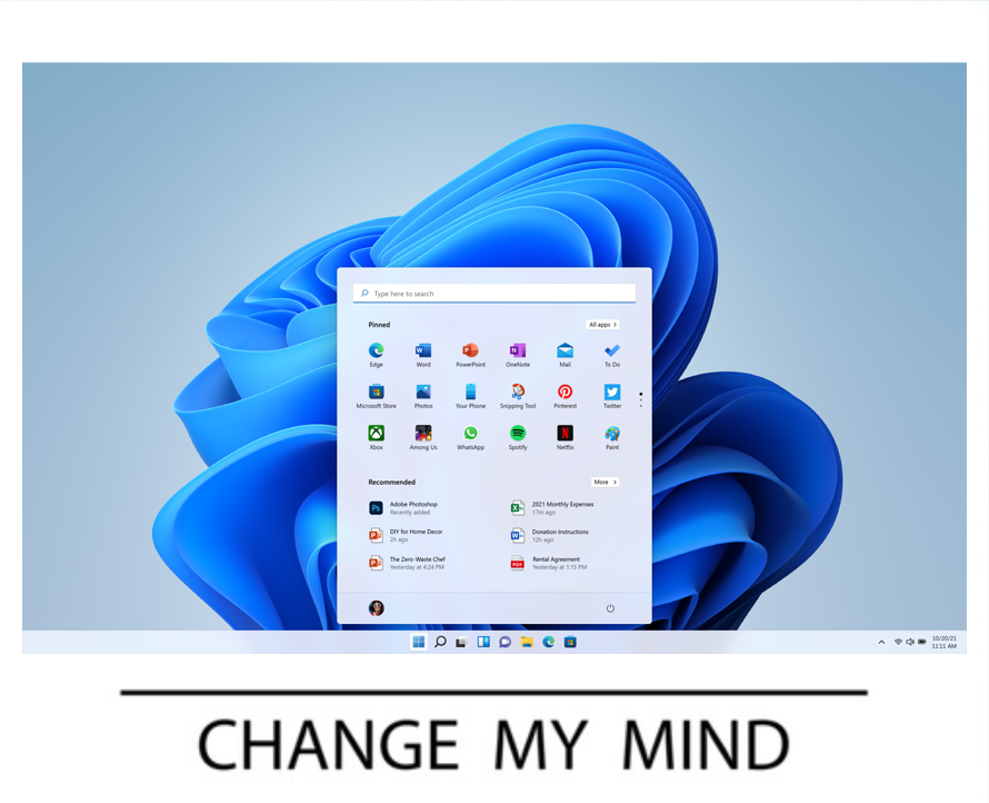 WinCanary's tweet photo. [EN] The «killing» of useful features, the end of the era of #livetiles, the #FileExplorer with only a new ribbon, a strange #StartMenu and abnormal system requirements. All of this together is called #Windows11, the biggest Windows update in six years. 
What are you doing... https://t.co/MmkR0tlyhG