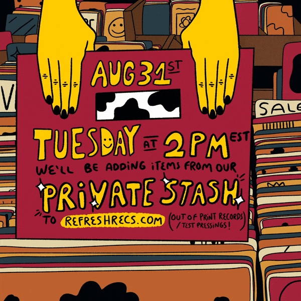 Today at 2PM EST we're opening up the Private Stash for the first time in years. 

We're adding OOP vinyl &amp; test pressings from @realyoungmister @hitlikeagirlnj <a href="/jrastronomers/">Junior Astronomers</a> <a href="/joanfrc/">Joan of Arc</a> <a href="/TotallySlow/">Totally Slow</a> <a href="/gnawinggg/">gnawinggg</a> <a href="/jneighborsband/">just neighbors</a> &amp; more! Everything is 5 copies or less.