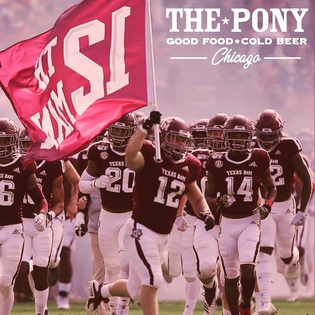 ChicagoAggies's tweet photo. Join us at The Pony Inn on Saturday!
Sep 4 vs Kent State | 7pm

★TEXAS A&amp;M GAME DAY SPECIALS★
• $6 Tito's Cocktails
• $5 Fireball Shots
• $20 Shiner Buckets
• $10 Aggie Pizza (Meatball, Red Onion, Cheese w/ BBQ Drizzle) https://t.co/QwERAFr43G
