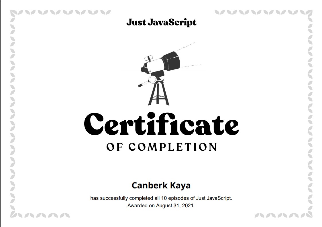 cnbrk_kaya's tweet image. I finished #JustJavascript. A wonderful course by @dan_abramov  and  @Mappletons 
It helped me to review my thought process and build my mental model when writing and reading Javascript.
As Dan says &quot;My code is the same as when I wrote it. And yet it somehow feels different&quot; :)