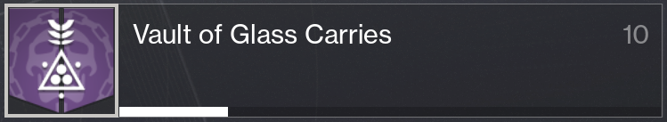 DudeOfAwesome's tweet photo. I just got my 10 VoG carries, but I can't claim the Share a Glass emblem for that. @BungieHelp @A_dmg04 https://t.co/cAPPMFzAGC