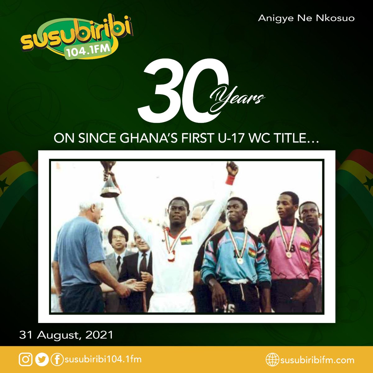 Today is exactly 30 years since the Black Starlets won the ultimate in the 1991 world cup hosted in Italy. 
#ghananews #blackstarlets #1991 #gfa #bringbackthelove #susubiribisports #anigyenenkosuo