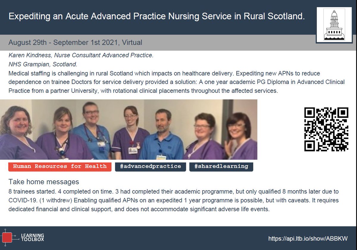 <a href="/NurseKindness/">Karen Kindness RN ANP Nurse Teacher</a> provides #SharedLearning from the <a href="/NHSGrampian/">NHS Grampian</a> #AdvancedPractice "FastTrack" development programme with <a href="/NPAPN_Conf/">ICN NP/APN Network Conference</a> colleagues. <a href="/caroline_hiscox/">Caroline Hiscox</a> <a href="/DrGrays_Elgin/">Dr Gray's Hospital</a> <a href="/ACAPScotland/">ACAP Scotland (Reg Charity SCO42116)</a> <a href="/rjcampb/">Robert Campbell RN & Queens Nurse</a> <a href="/AcademyNos/">NoS Advanced Practice Academy</a> <a href="/WSaprg/">WoSAPRG</a> @minicoopergirl1 Try the QR Code! 😀👍🏻