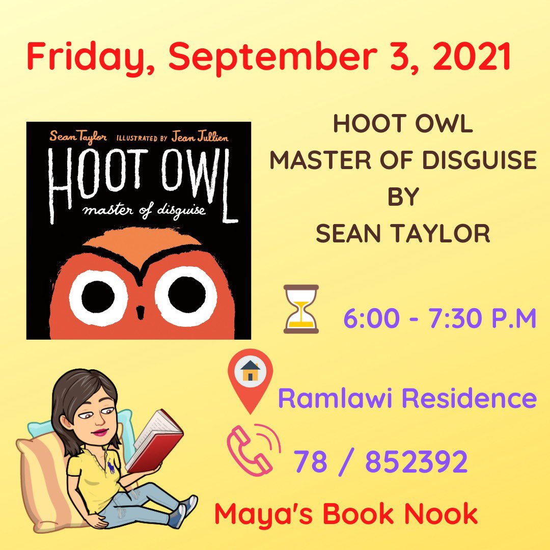 Friday, September 3 … Book your place 📞78852392 📚#hootowl 📕<a href="/MayaRamlawi/">Maya Reda Ramlawi</a>