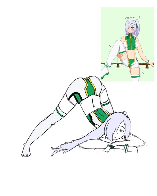 過去絵見ながら例のポーズ描いてます 