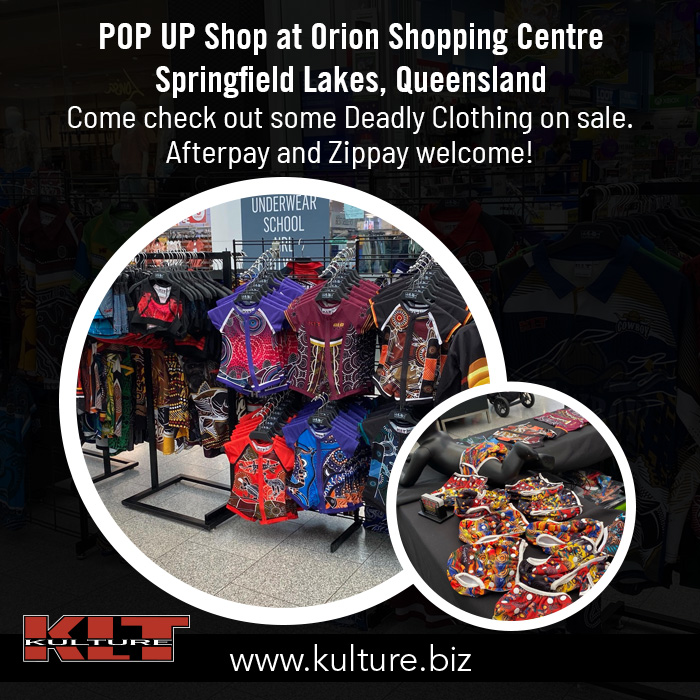 kulture2016's tweet photo. Come check out some Deadly Clothing on sale.
POP UP Shop at Orion Shopping Centre - Springfield Lakes, Queensland 
Afterpay and Zippay welcome! https://t.co/6C9wMQrNii