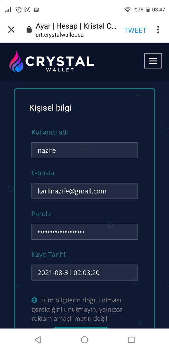 NazifeKarli's tweet photo. @CrystalWalletEU Basarilar dilerim
@FikretKarl1 
@expert_kripto 
@expert_para https://t.co/7aNguwFEUJ