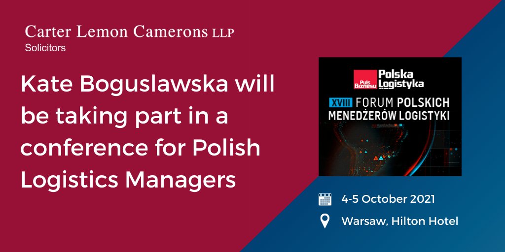 One of our Partners, Kate Boguslawska, will be taking part in the XVIII Forum of #PolishLogistics Managers #conference in October.

Find out more and register at bit.ly/2WtXaKZ
