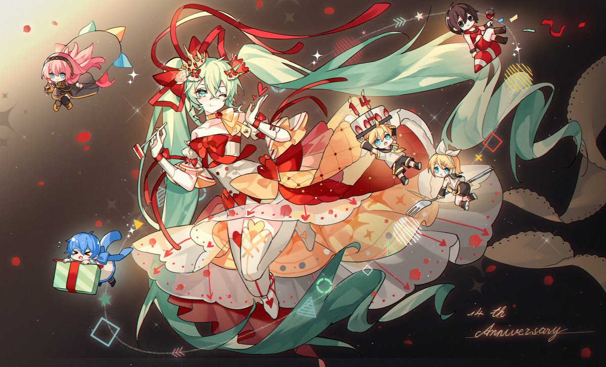 初音ミク「#初音ミク生誕祭2021
14th happy birthday! 」|風眠のイラスト