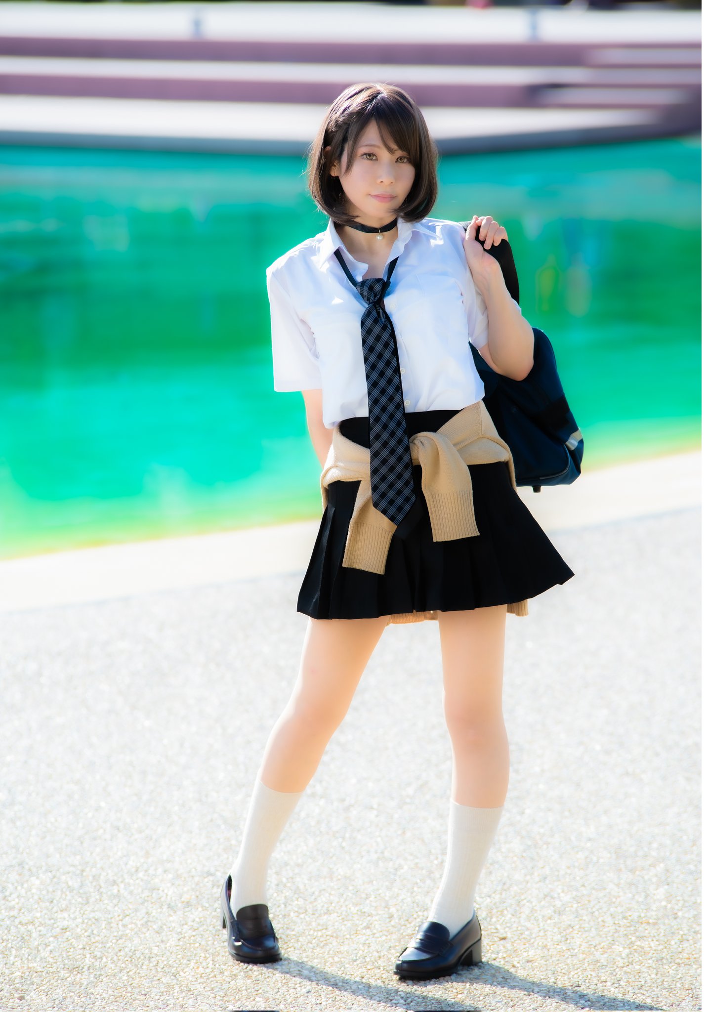 茄子紺 アズレン ボルチモア コスプレ衣装 M + 旗布セット アズール