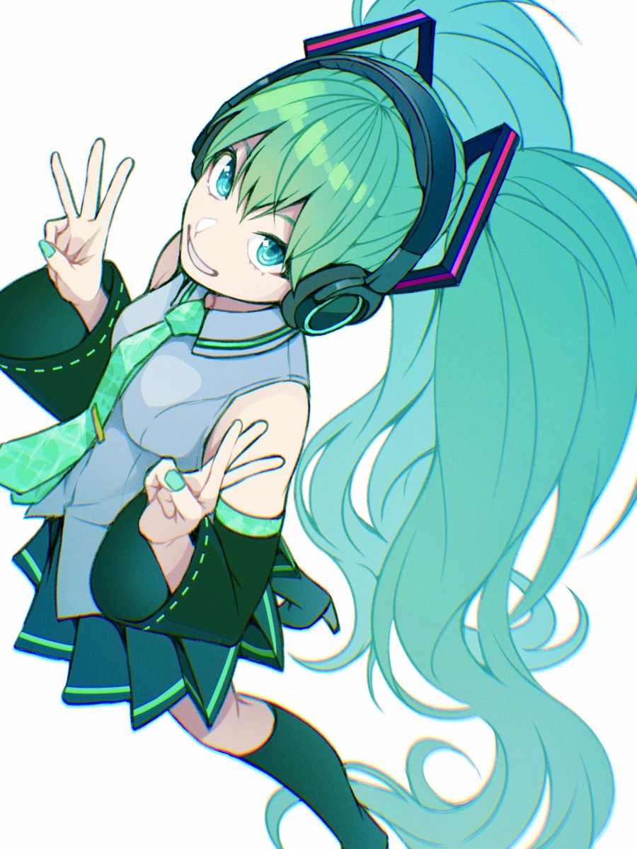 初音ミク「#初音ミク生誕祭2021
#初音ミク誕生祭2021 
ミクちゃん(再掲) 」|こばじのイラスト