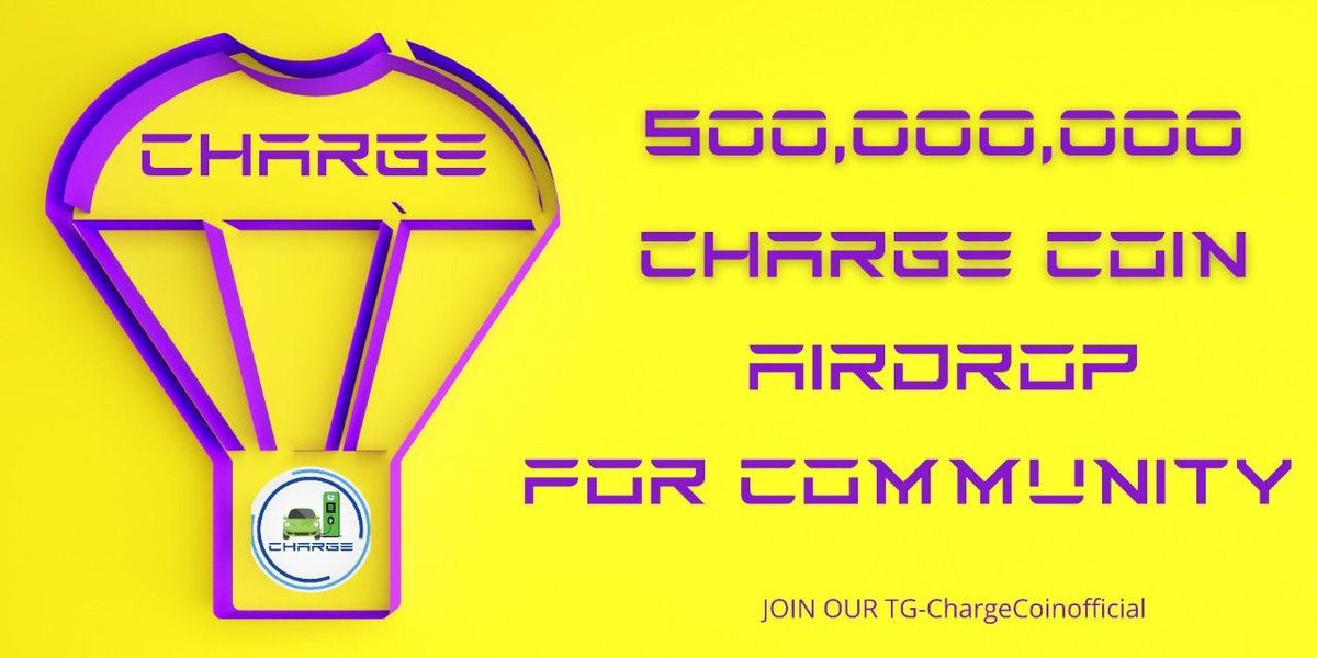 🚀 Airdrop: ChargeCoin
💰 Value: 50,000 $CHARGE
👥 Referral: 2,00,000 $CHARGE
💸 Tokens: 50,000 + 2,00,000 $CHARGE
 📼 Audit: ENMT token was generated by UNICRYPT factory.

Talk with the Telegram Bot
t.me/ChargeCoinAird…

#Airdrop #FreeAirdrop #AirdropCrypto #CryptoTownEU