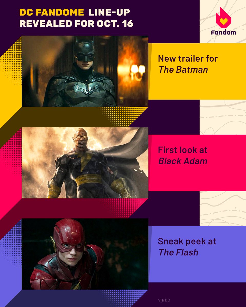 Fandom Dcfandome Reveals Line Up For Oct 16 The Batman New Trailer First Look At Black Adam Sneak Peek At The Flash Bts Look At Aquaman 2