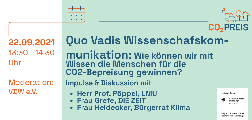 Was braucht es für eine gelungene #Wissenschaftskommunikation insb. im Kontext des #CO2Preis?

Dieser Frage möchten wir mit Euch &amp;

✅<a href="/LMU_Muenchen/">Universität München</a> 
✅<a href="/DIEZEIT/">DIE ZEIT</a> 
✅<a href="/BuergerratKlima/">Bürgerrat Klima</a> 

in unserer Diskussionsrunde zu #WiKo nachgehen! 

Infos &amp; Anmeldung

🔽

co2-preis.info/pdf/CO2-Preis_…