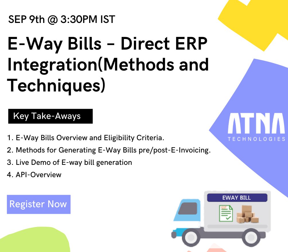 Understand the impact of E-invoicing and E-Waybill on business operations and ensure the readiness of Company IT systems for a seamless transition. After this webinar, you will have a more detailed perspective on ERP &amp; E-Waybill integration.
Register here: forms.office.com/r/4Vc4tXShci