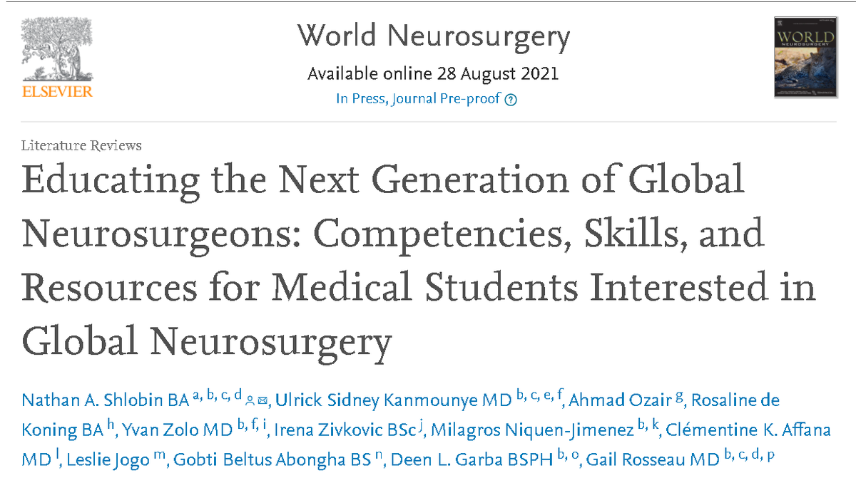 NeuroAhmad's tweet photo. Excited to share our new work in @WorldNeurosurg 
"Competencies, Skills, and Resources for Medical Students Interested in Global Neurosurgery", led by the fantastic @NathanShlobin 

https://t.co/G2M9bqD4hT

#Neurosurgery #surgery #MedEd @ulricksidney @rosalinefdk @YvanZolo https://t.co/vmpXXjm1AY