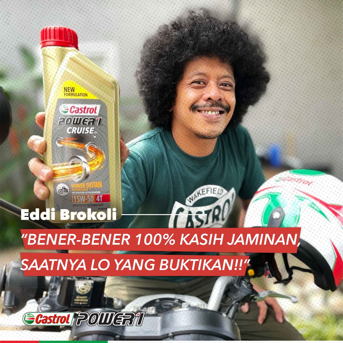 Udah dapet jaminan, masa masih mau sama yang standaran?

Buruan deh saatnya #NaikinStandarLo ke Castrol POWER1, soalnya Atenx Andi Akbar, Stevi Item dan Eddie Brokoli aja sudah membuktikannya nih, sekarang saatnya giliran Lo, Bro!

#CastrolPOWER1 #AkselerasiMaksimal