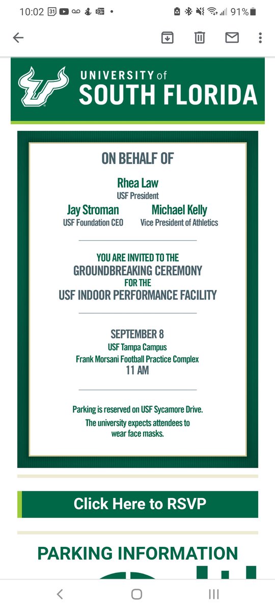 DoctorLeonard's tweet photo. After surviving a #Holtznewera, Willie Taggarts bus and #USFStrong, this is the era I am buying into. Investment in Athletics and facilities. I will most certainly be in attendance. https://t.co/Vj3JE6ariv