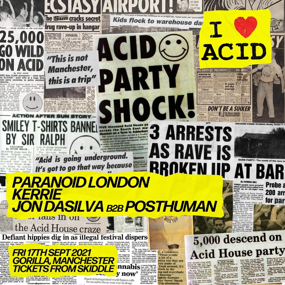 The next I Love Acid is coming up on the 17th Sep at @thisisgorilla MCR 🐝 catch @posthuman @jondasilva & @paranoidlondon & myself - hope to see some local heads there! 🥳
tix available via Skiddle