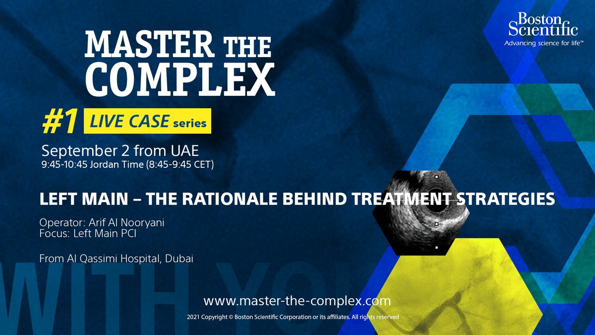 incathlab's tweet image. 📅 Don’t miss the first episode of The Master The Complex Live Case Series on September 2 with @BSC_EU_Heart. 

Live Case in streaming broadcast from Dubai– Left main PCI
 
Register for free : bit.ly/3BYDSNx 

#cardiology #calcifiedlesion #masterthecomplex #intravascular
