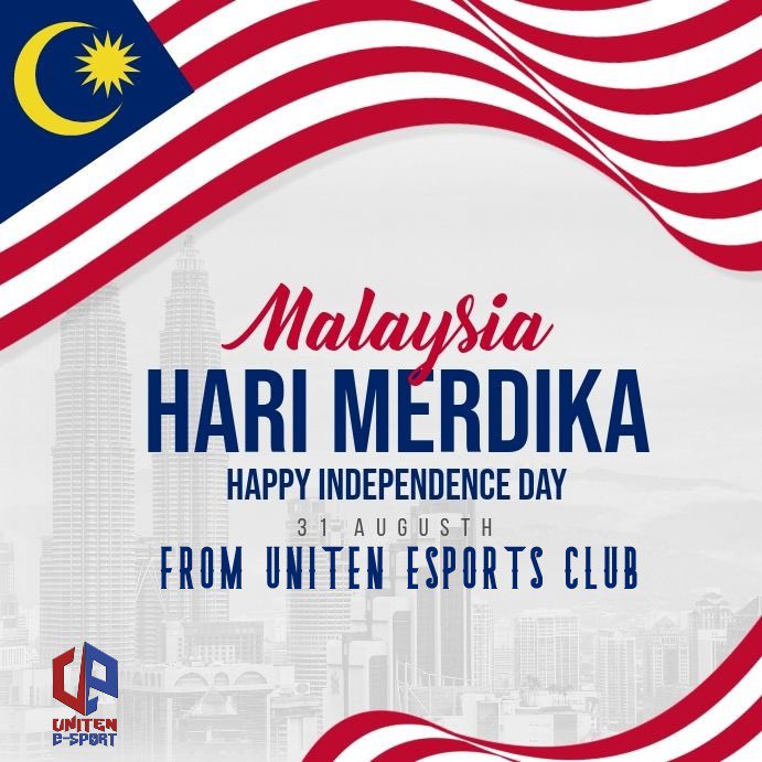 Selamat Hari Merdeka yang ke-64!✨
Ayuh kita bangkit untuk membanggakan negara demi tanah air yang tercinta🇲🇾

#merdeka #unitenesports #cci #cciuniten #kitauniten #kemerdekkanmalaysia #merdekayangke64