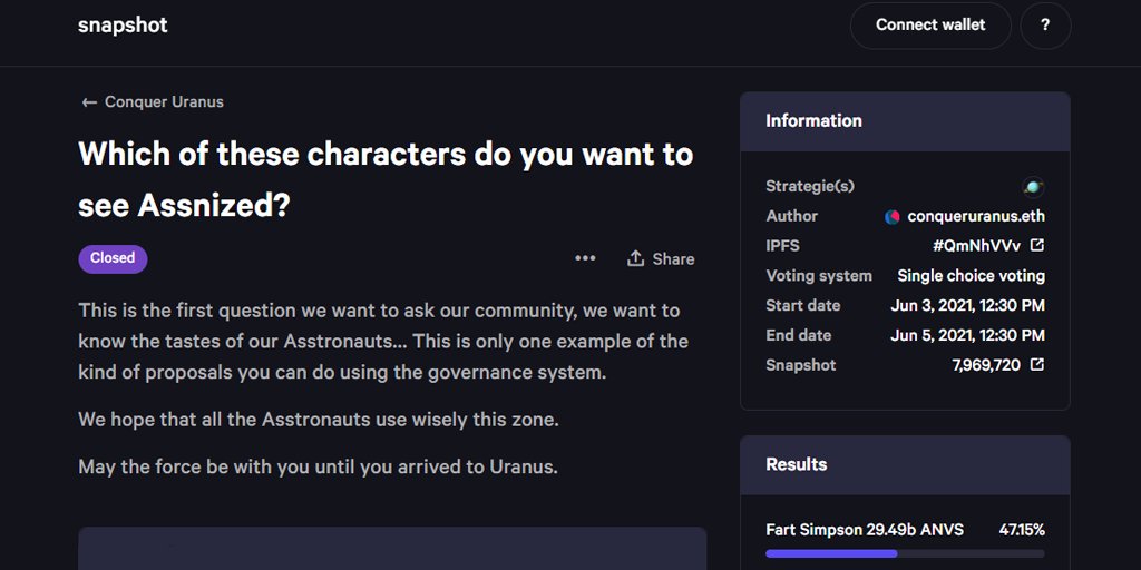 conquer_uranus's tweet image. We made the first vote... for you to continue with this process, the vote of the characters that we put, as the winning option came out Fart Simpson... He invites you to continue proposing votes for ConquerUranus...

#cryptocurrency #Blockchain #Crypto #memecoins #altcoin