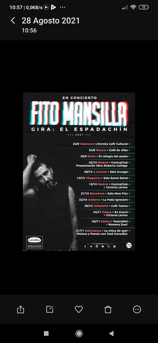 MorganBritosSL's tweet photo. Fito Mansilla presenta su gira El Espadachín . Nuevas canciones y, por primera vez, Fito al piano ¡no te lo pierdas! https://t.co/Qg4M20T90D

@fans_fito https://t.co/4eO4TSglJG