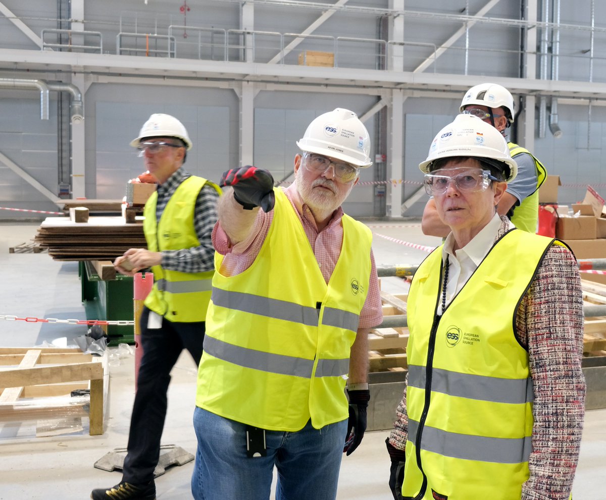 essneutron's tweet photo. Today, ESS Council Chair, Dr. Beatrix Vierkorn-Rudolph & Vice-Chair, Kurt Clausen got to see first hand all the latest progress & development at #ESSneutron led by acting ESS DG, Kevin Jones. #BuildingESS https://t.co/i00yAZH2bU