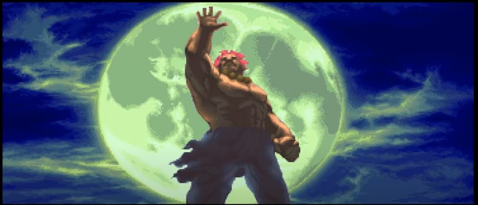 Street Fighter III: 2nd Impact 豪鬼さんのエンディングのアートワーク。エアーズロックを割る技!後の金剛國裂斬ですね。 