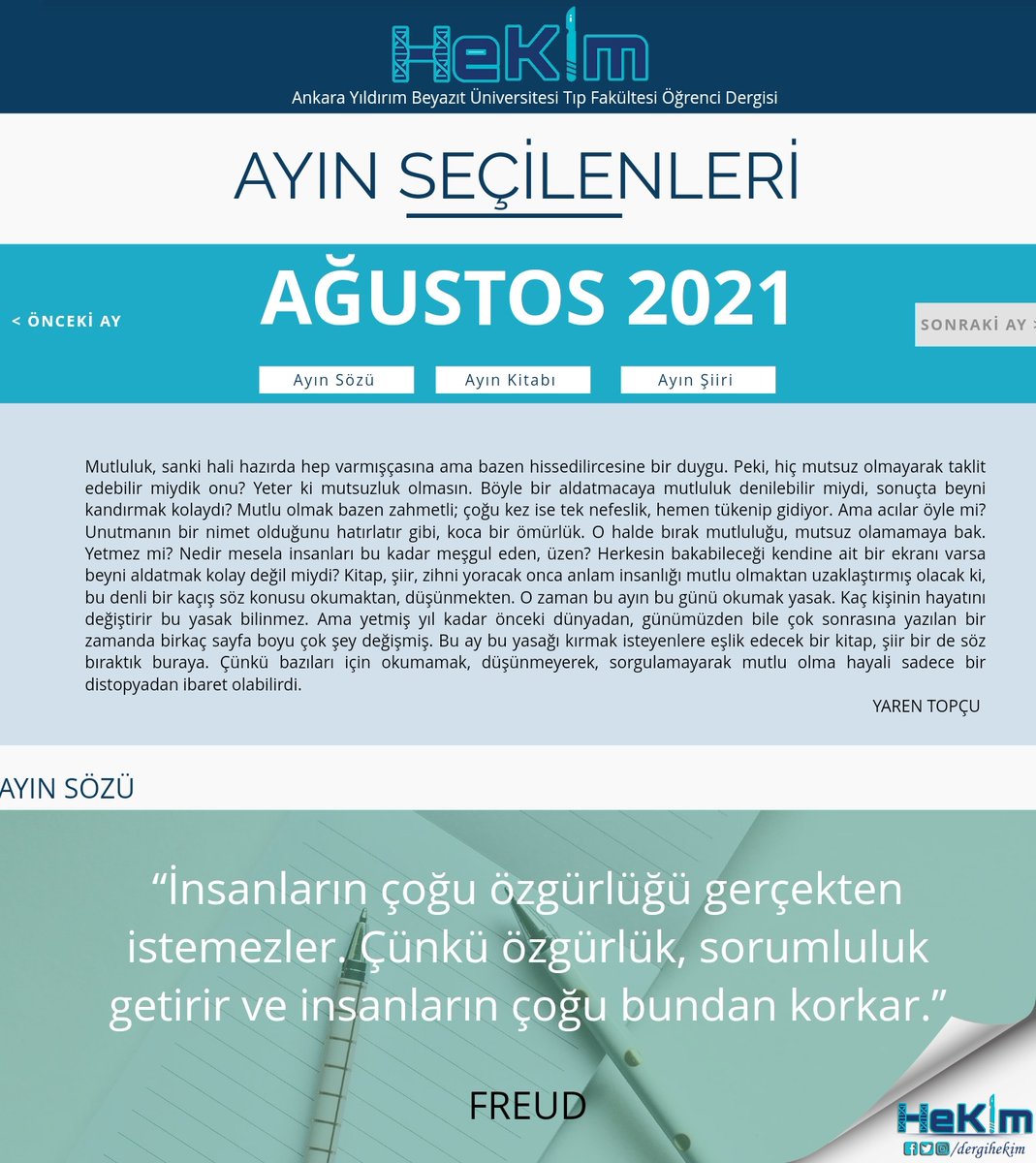 DergiHeKim's tweet photo. Ağustos ayının seçilenleri sizlerle! Aşağıdaki link üzerinden bu ayın seçilen içeriklerine ulaşabilirsiniz. 

https://t.co/dyDZKtxLJh https://t.co/sAZHLASBbw