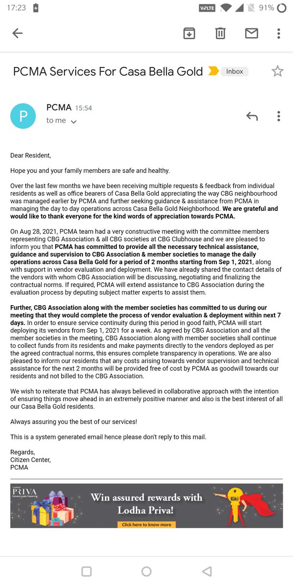 ashutoshroy's tweet photo. @LODHA Thank you Lodha and PCMA for this. https://t.co/9XIrRH0nUE