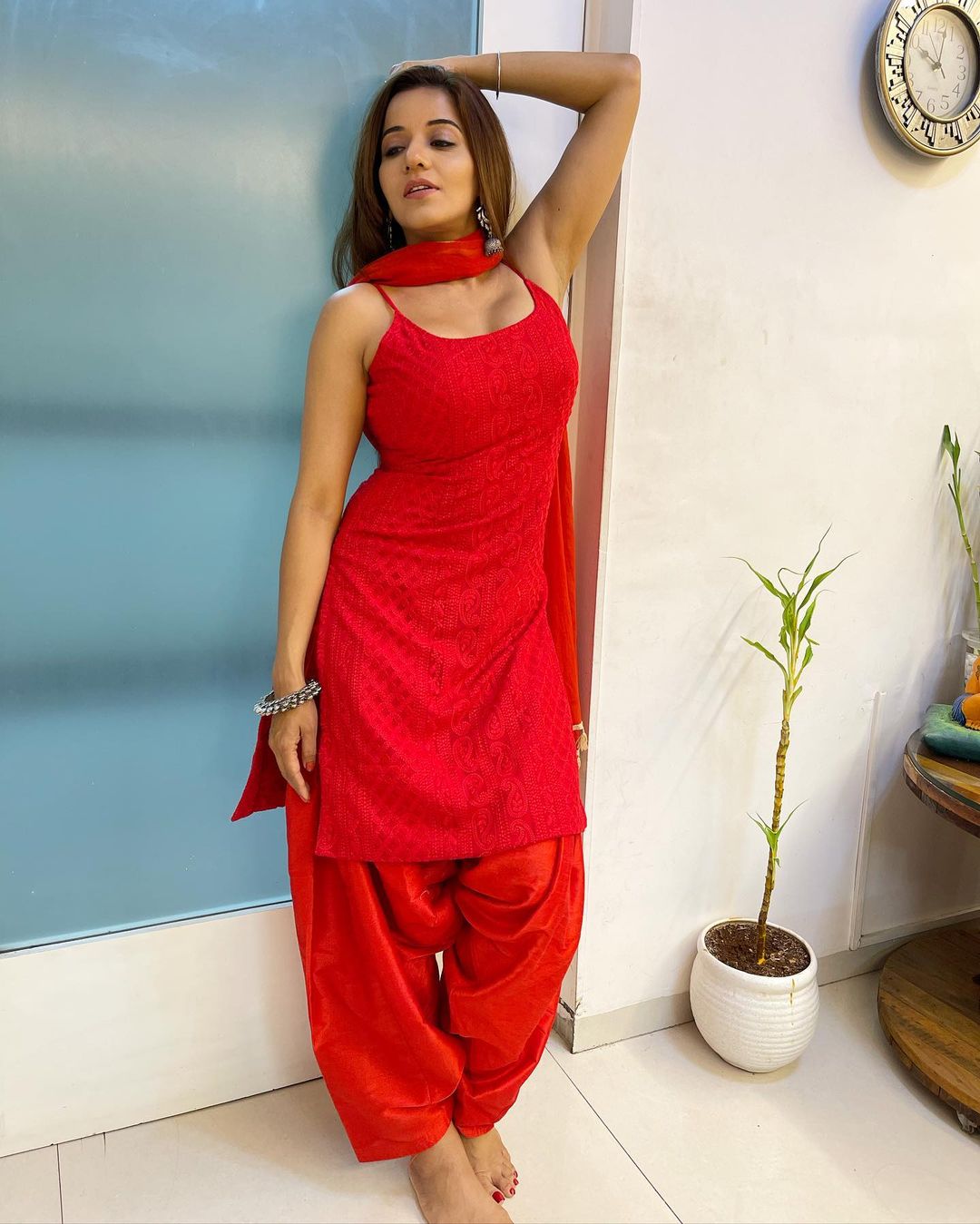 Aarika Girls Red Ethnic Motifs Printed Pure Silk Kurti with Patiala   Dupatta  Absolutely Desi