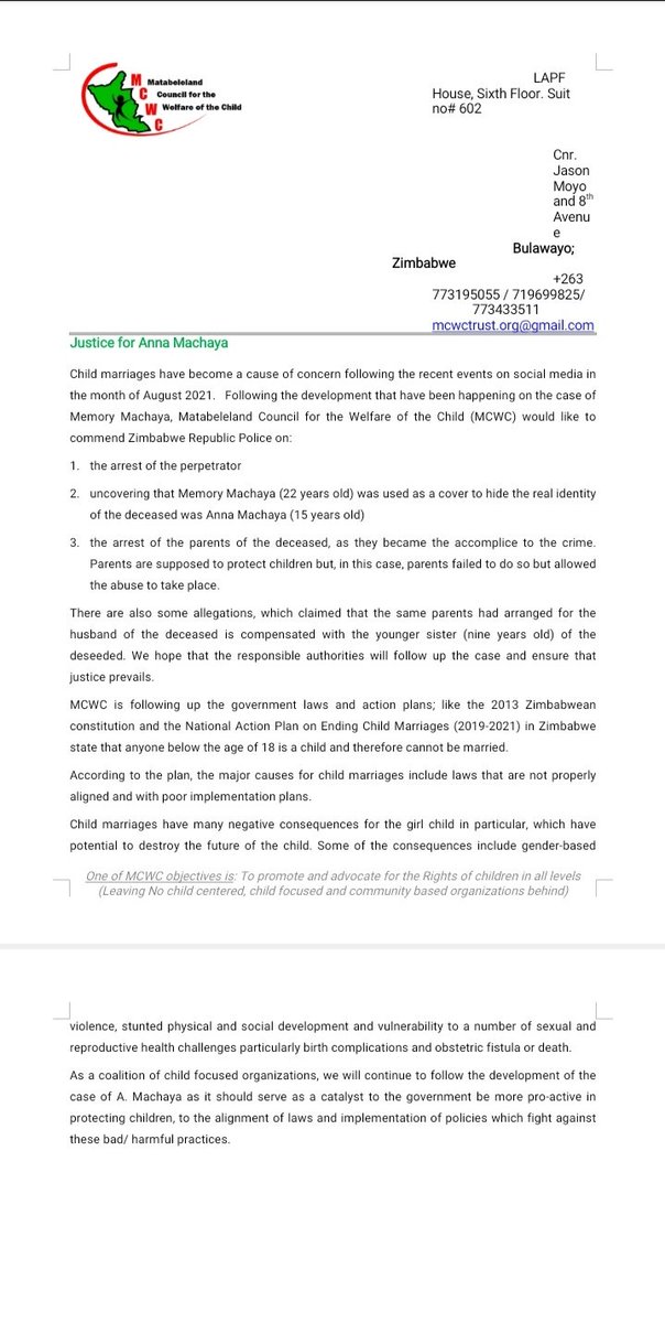 Matabeleland Council for the Welfare of the Child (@mcwctrust1) on Twitter photo 