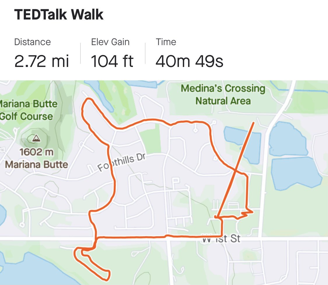 Need to be better at regular exercise, for both my body and mind. Set a self-care goal at work and am trying to hold myself more accountable.

Now debuting: Morning <a href="/TEDTalks/">TED Talks</a> walks. Put on some interesting talks and get to moving.

#MoreHealthFewerExcuses