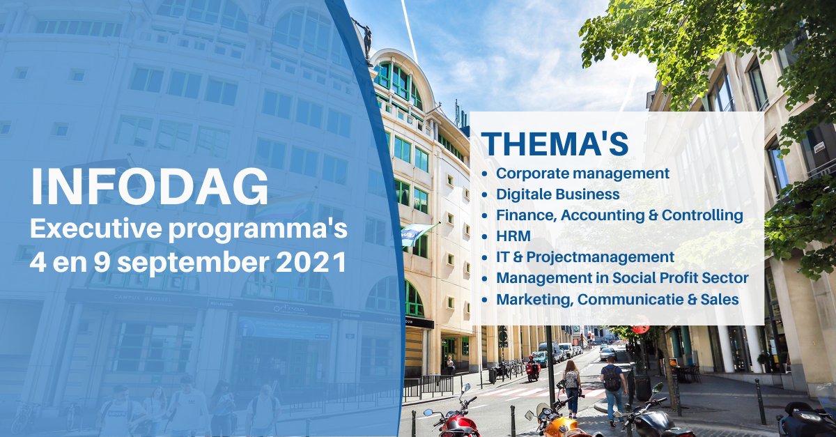 Een carrièreswitch of je verder professionaliseren?
Kom op zaterdag 4 september naar de infodag en ontdek ons aanbod van kort- en langlopende managementopleidingen.
Kan je er niet bij zijn? Geen probleem! Ook op donderdag 9 september organiseren we online infomomenten.