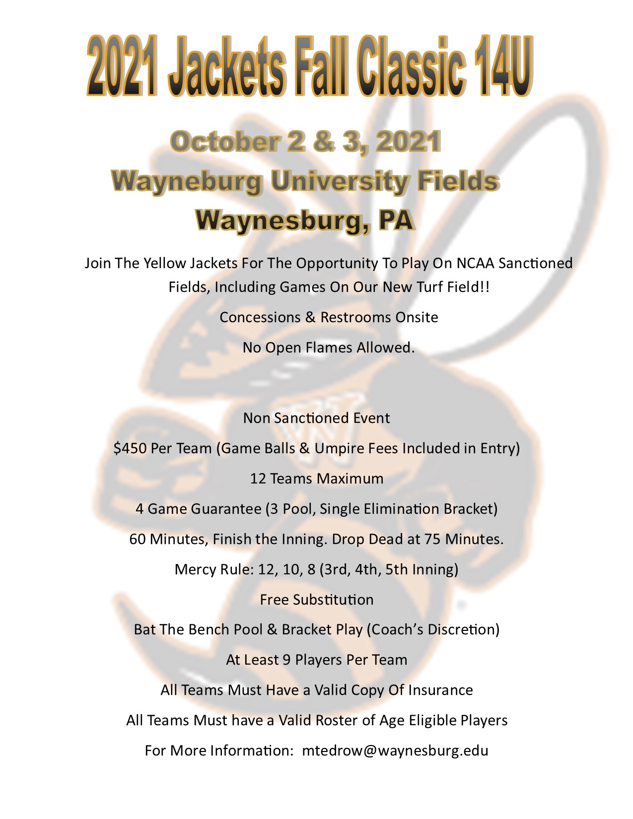 Waynesburg University Softball on Twitter "2021 Jackets Fall Classic