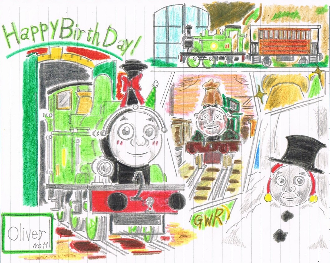 トリざかな きかんしゃトーマス 8月31日はオリバーの誕生日と言う事で これまで描いたオリバーイラストでお祝いです T Co Ctshrx3rxx Twitter