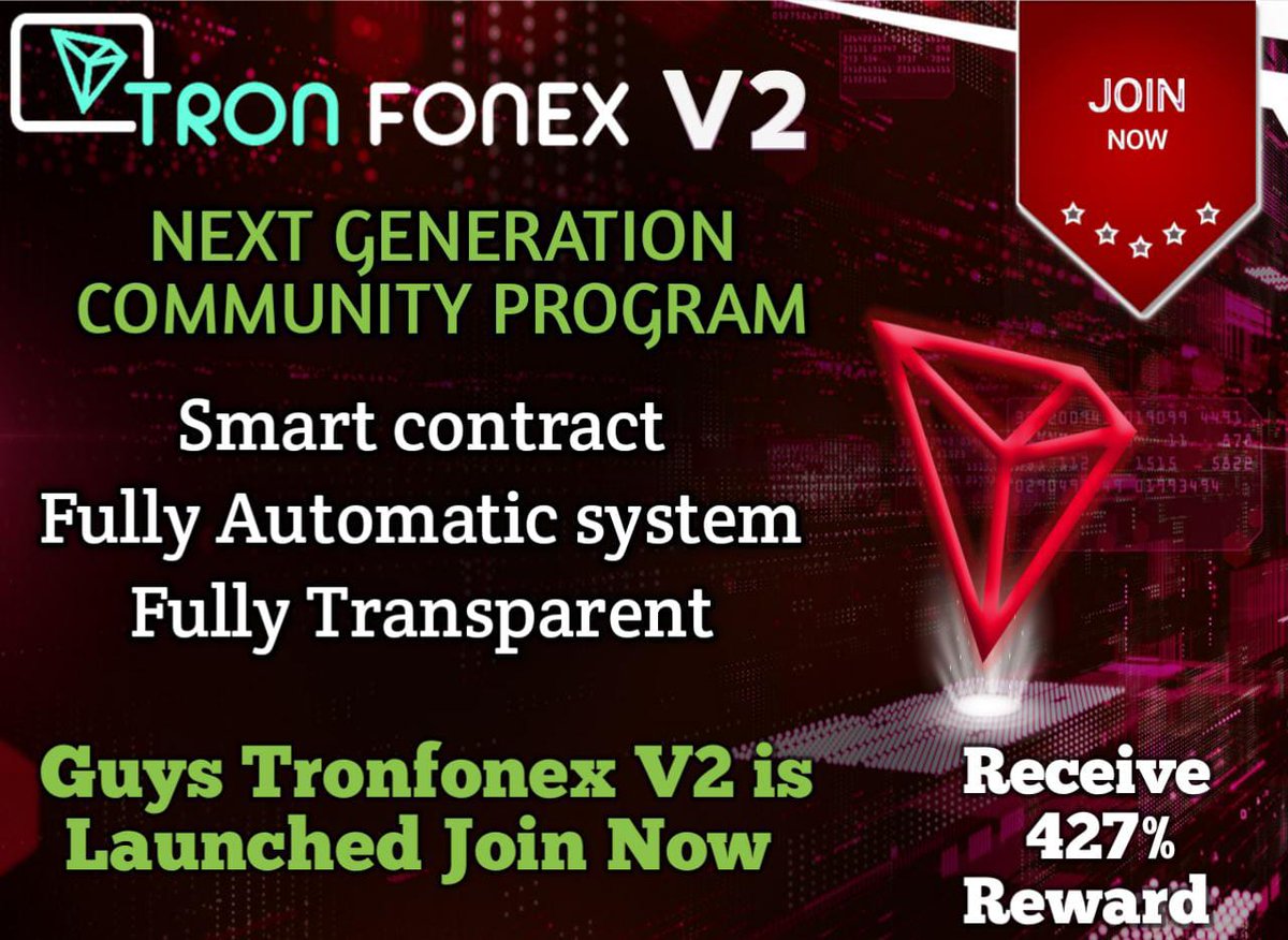 Guys Tronfonex V2 is Launched Join Now 
New Joining Link -  tronfonex.com/web/home.aspx?…
telegram link - t.me/tronfonex

#tronfonex  #join #trx #newplan  #cryptocurrency #business #crypto #blockchain #investment