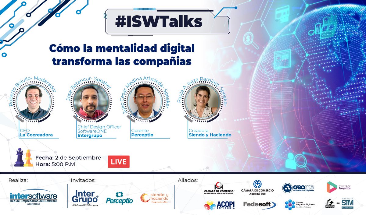 CocrearP's tweet image. 🔵 #ISWTalks | Si eres empresario, emprendedor o profesional y te gustaría mejorar tus capacidades digitales e incrementar el uso estratégico de la tecnología, esta charla es para ti. Inscríbete: lnkd.in/e354MqUy